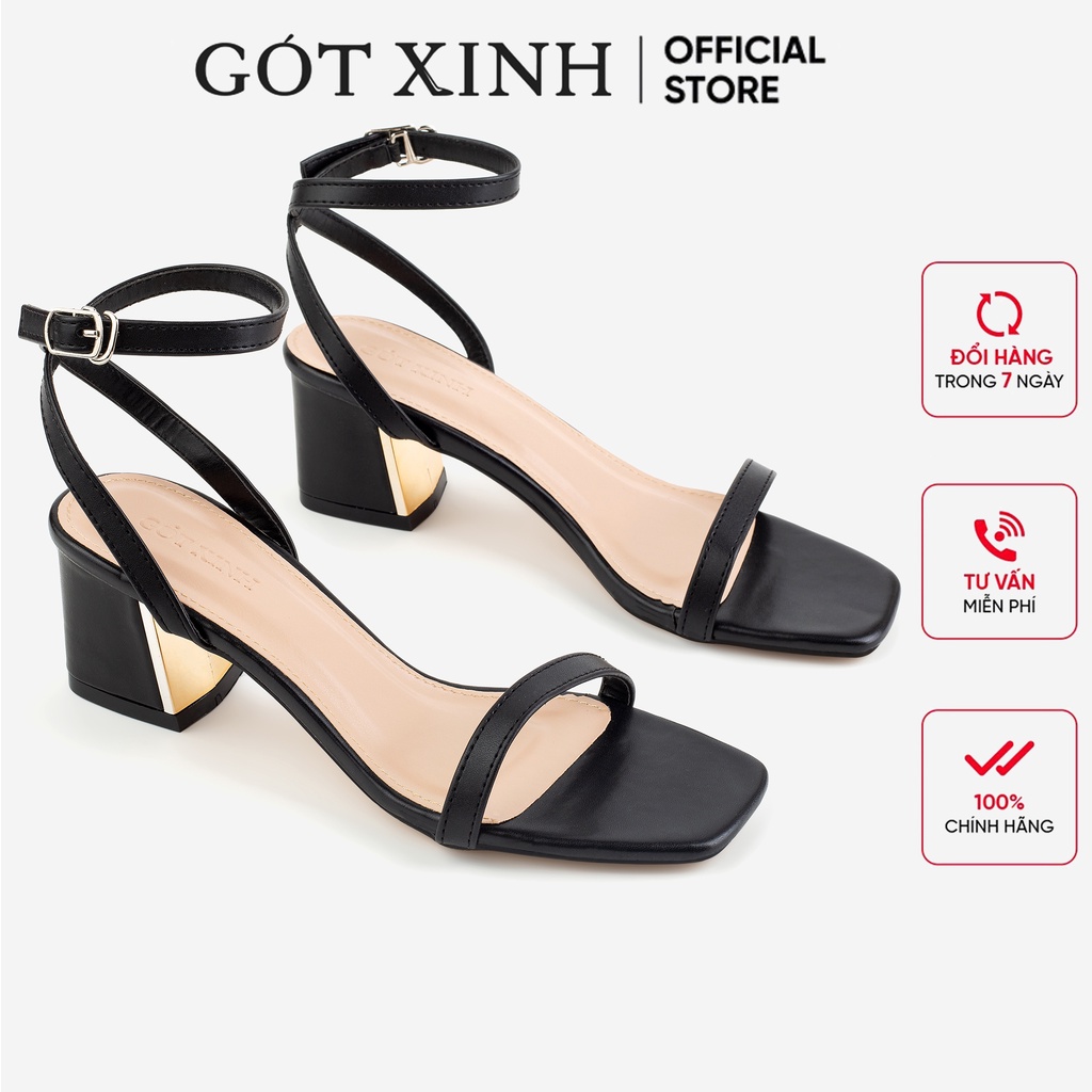 Giày sandal cao gót nữ GÓT XINH GD1 quai mỏng da mềm đế cao 5cm