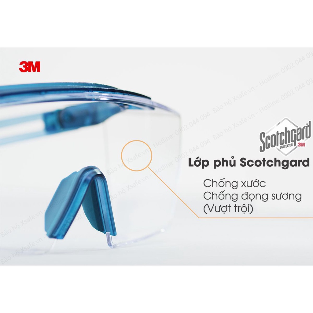 Kính bảo hộ 3M SF3701ASGAF-BLU kính Super OTG đeo ngoài kính cận, chống hơi nước, chống trầy xước vượt trội - Chính hãng