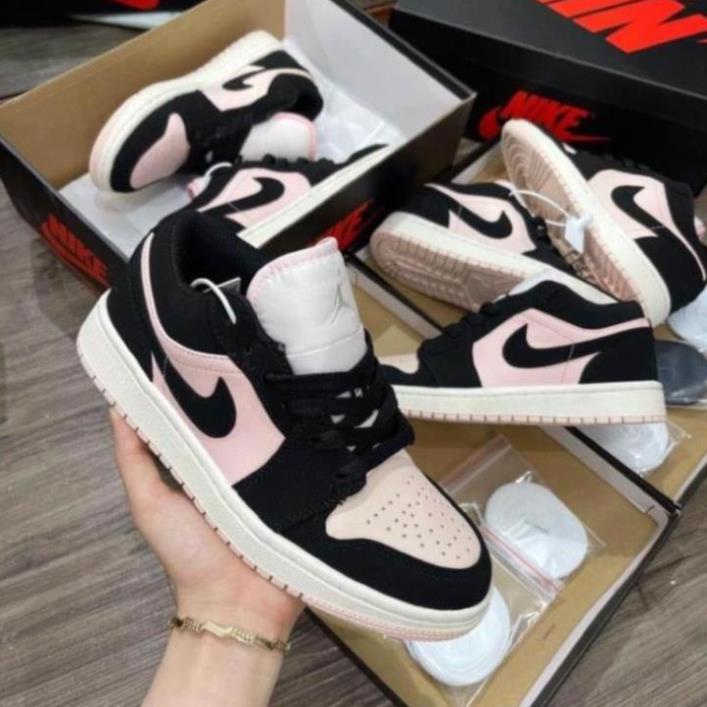 Giày 𝐉𝐨𝐫𝐝𝐚𝐧 1 hồng đen nữ, Giày thể thao JD 1 cổ thấp Black Guava Ice hồng đen bản đẹp full box bill -FZ