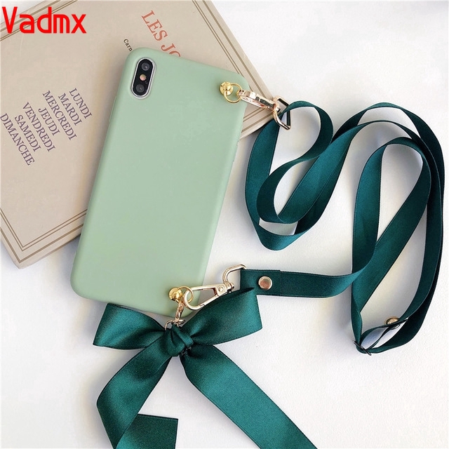 Cute Bow Tie Bag Silicon Phone Case For Vivo Y17 Y11 Y12 Y13 Y15 Y91C Y93 Y91 Y95 Y83 Y81 V11 V15 Pro Y85 V9 Y53 V5 V5S Soft Simple Cover With Strap