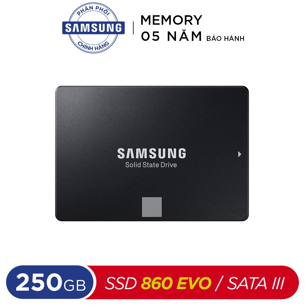 Ổ cứng SSD Samsung 250GB 860 EVO Sata III 2.5inch 7mm (Bảo hành 5 năm) tặng Áo thun in logo | BigBuy360 - bigbuy360.vn