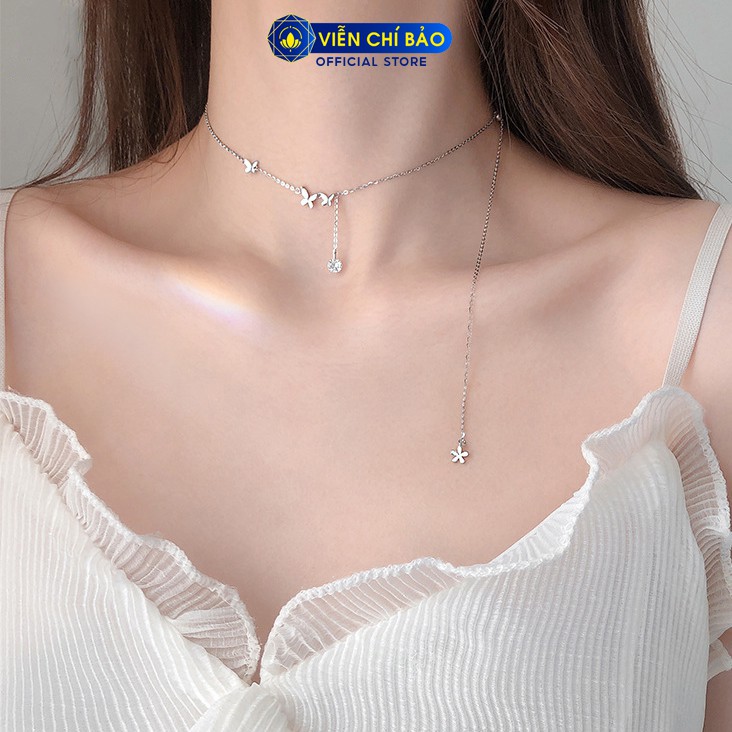 Dây chuyền bạc nữ choker cánh bướm chất liệu bạc S925 thời trang phụ kiện trang sức nữ Viễn Chí Bảo D400543