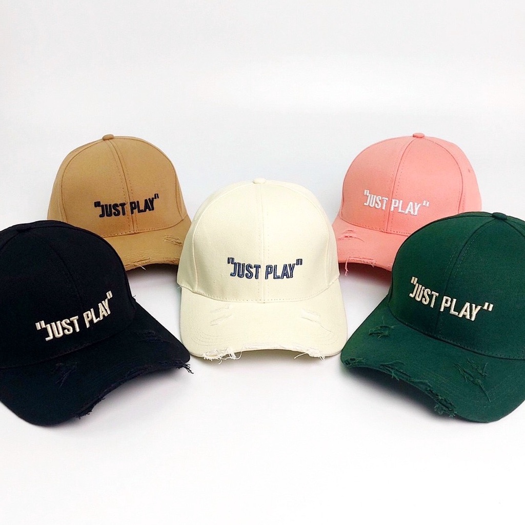 Mũ lưỡi trai Unisex  Nón kết Ulzzang thêu JUST PLAY chất kaki cao cấp nam nữ Molly Fashion – NK24