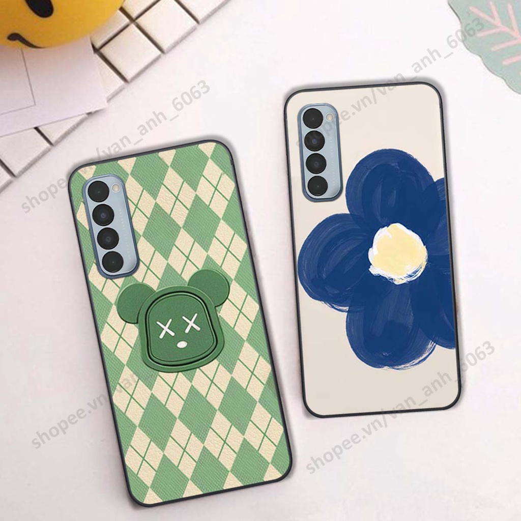 Ốp lưng Oppo Reno4 / Reno4 Pro / Reno 4 in hình hoa, gấu rich bear nghệ thuật, thời trang