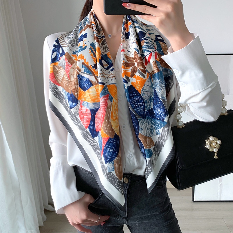 Khăn Choàng Chống Nắng In Họa Tiết Thời Trang Khổ 90cm(35.4inch) Tudung WJ1007-24-02
