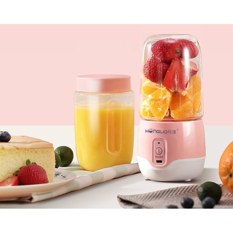 Máy Xay Sinh Tố, Máy Xay Hoa Quả Mini Cầm Tay Hunguo 6 Lưỡi Inox Không Gỉ Xay Đá, Xay Sinh Tố Cực Nhuyễn