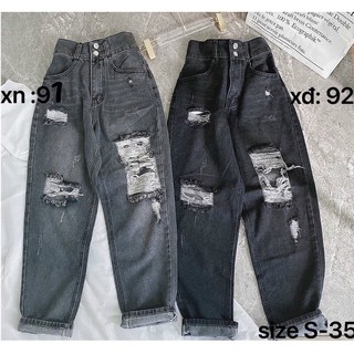 Quần Jean Nữ - Quần Baggy Rách Gối Maug Khối Nhạt Cá Tính Trẻ Trung