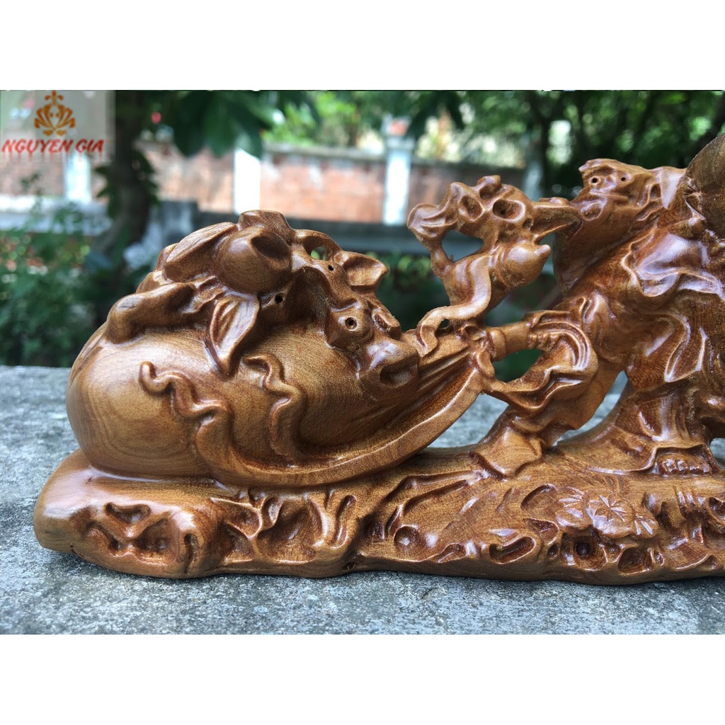 Tượng phật để xe ô tô phật di lặc kéo bao tiền bằng gỗ bách thơm mát trang trí taplo oto, để bàn ý nghĩa