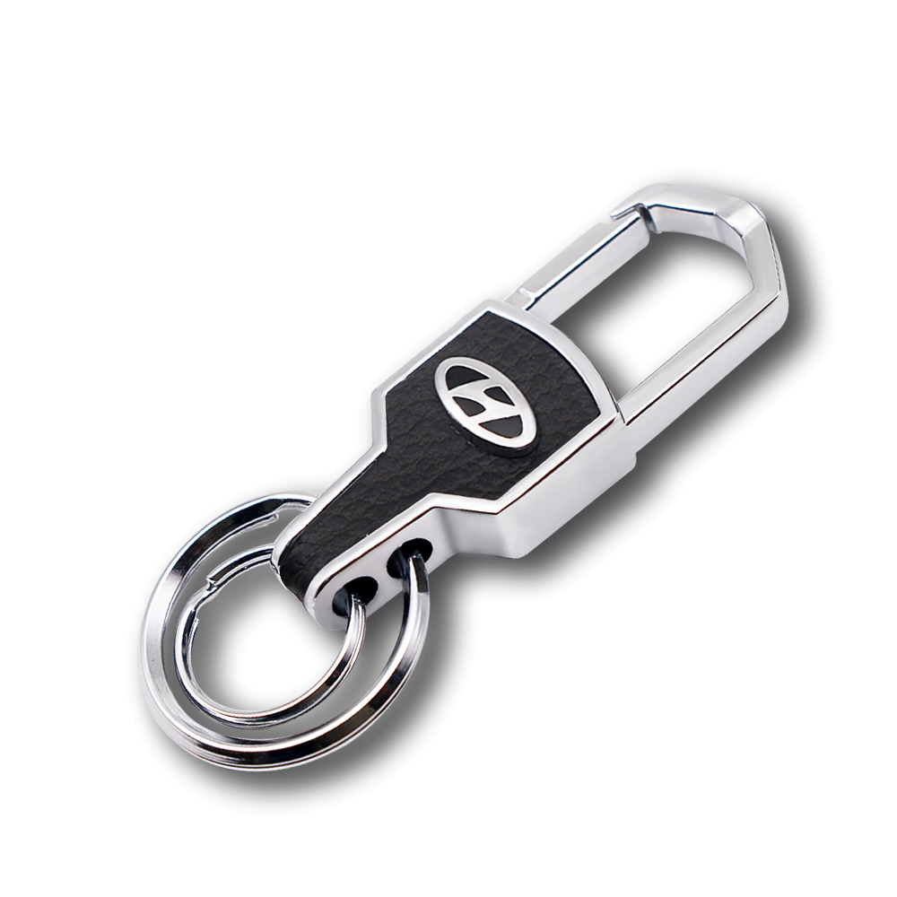 Móc khóa da kim loại có dán logo xe hơi dành cho HYUNDAI I10 KONA GETZ ACCENT ELANTRA SONATA TUCSON