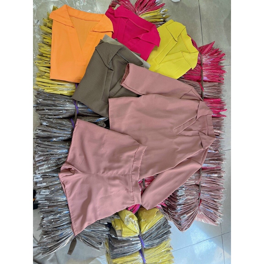 Sét Bộ Đũi Cổ V Áo Lỡ Tay Kèm Quần Short Đùi Rộng Có 5 Màu Kèm Hình Thật