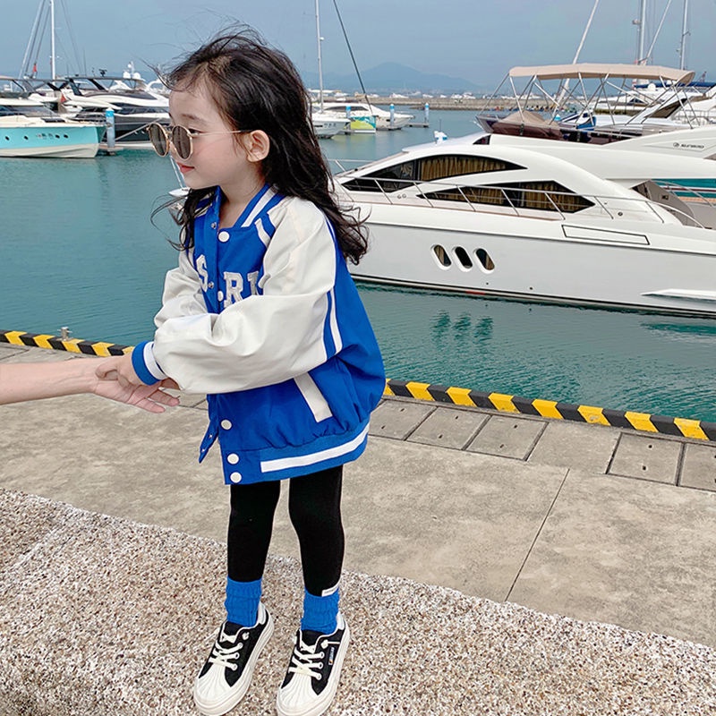 Gmn Giao Hàng Nhanh Áo Khoác Đồng Phục Bóng Chày Thời Trang Đường Phố Màu Xanh Dương Phong Cách Đường Phố Dành Cho Bé Gái 2022