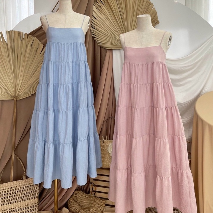 Đầm maxi 2 dây nhiều tầng form babydoll