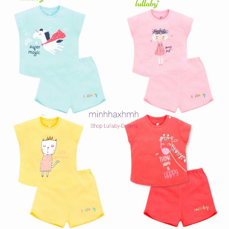 [Lullaby] Bộ cộc tay cài vai BÉ GÁI - Quần viền gấu 2021 (3m-4y)