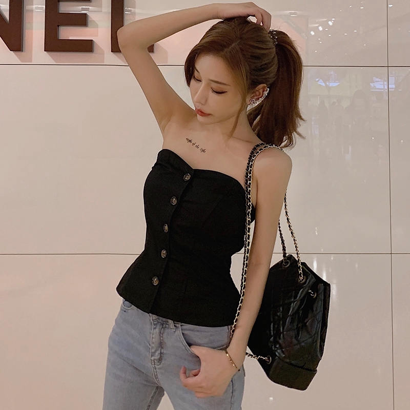 SUXI Áo Ống Không Tay Hở Vai Phong Cách Hàn Quốc Mới Dành Cho Nữ