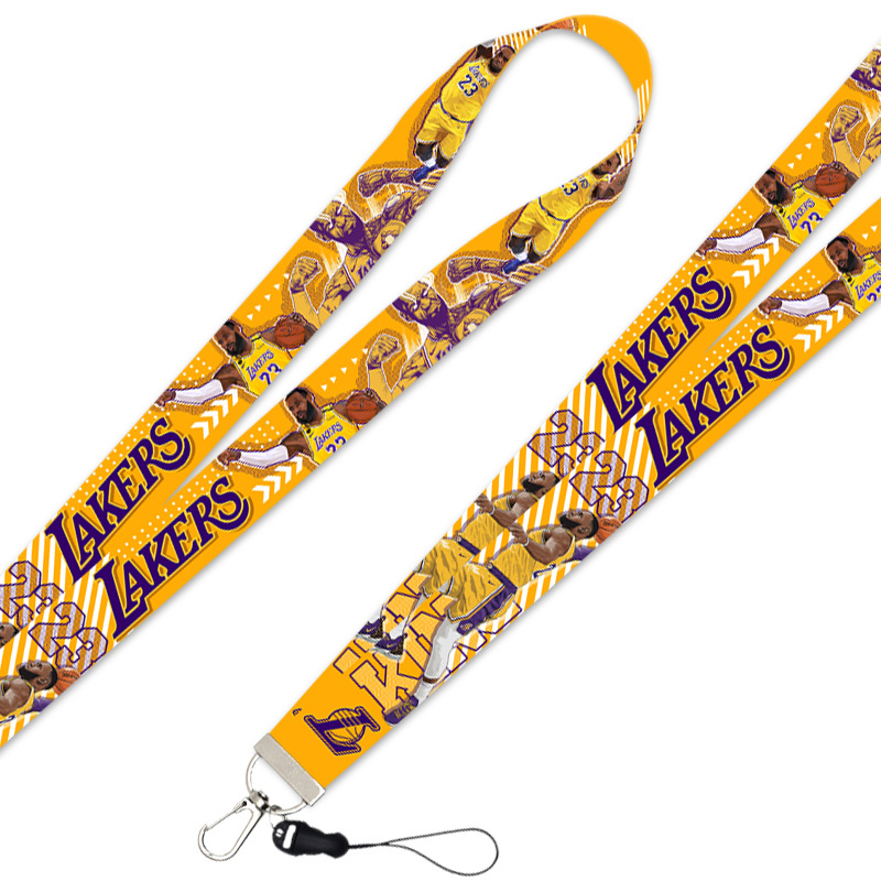 New 2in1 NBA Star Lakers James Long and Short Mobile Phone Lanyard ID Holder for Student and Work Card Neck and Wrist Phone Rope Strap Dây điện thoại