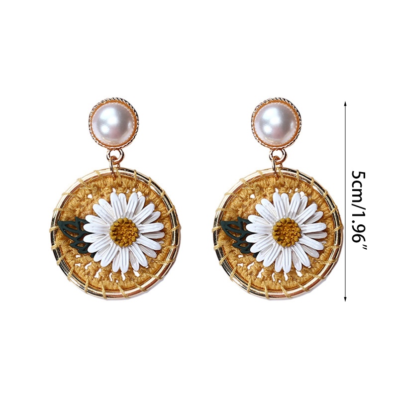 Bông Tai Bện Tròn Họa Tiết Hoa Cúc Ngọt Ngào Thời Trang 2022 Cho Nữ