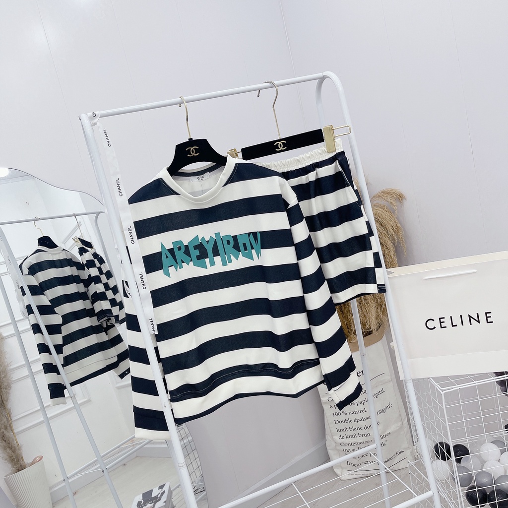 Bộ đùi kẻ ngang are siêu hot mix quần short đùi NN234