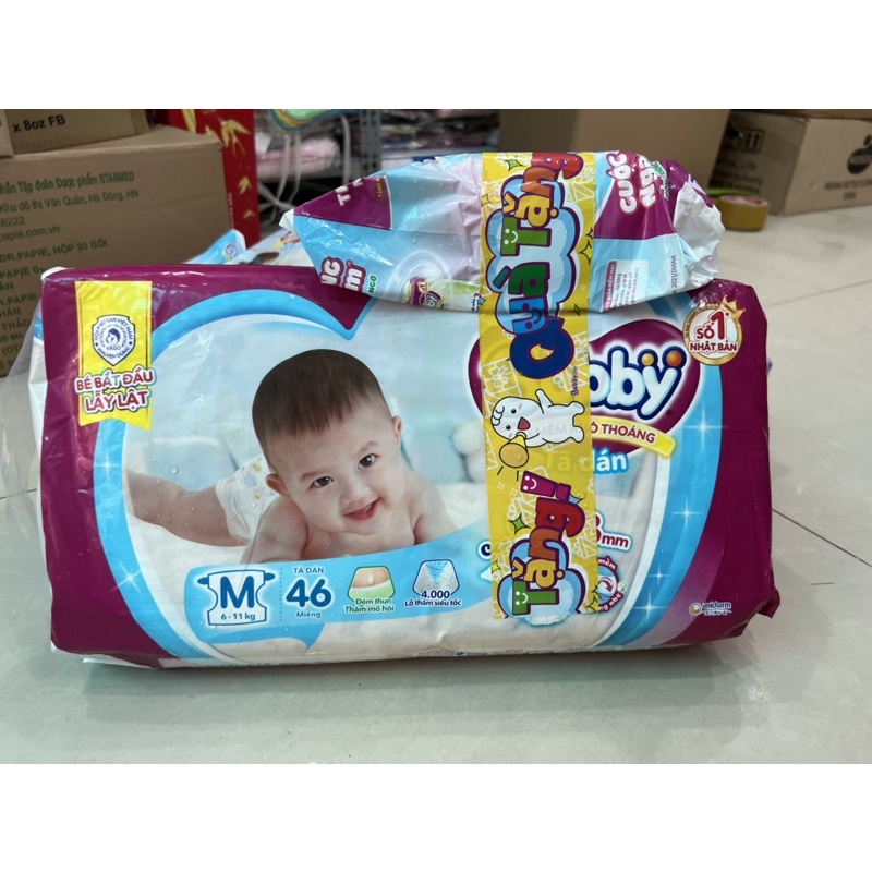 Tả dán Bobby size M 46 miếng &lt;Tặng 4 miếng tả quần L&gt;