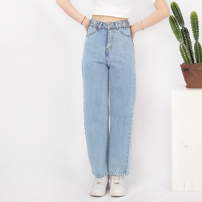 Quần jean ống rộng lưng cao phong cách Hàn Quốc thời trang cho nữ - 4BASIC 3131 | BigBuy360 - bigbuy360.vn