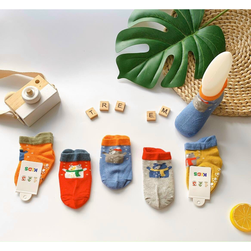 TẤT GẤU TRẺ EM CHỐNG TRƯỢT BABY SOCKS 0-1 TUỔI cao cấp