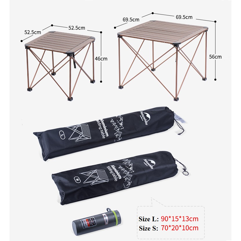 Bàn Nhôm Gấp Dã Ngoại, Đi Phượt, Cắm Trại NatureHike NH16Z016-S, Siêu Nhẹ, Siêu Bền