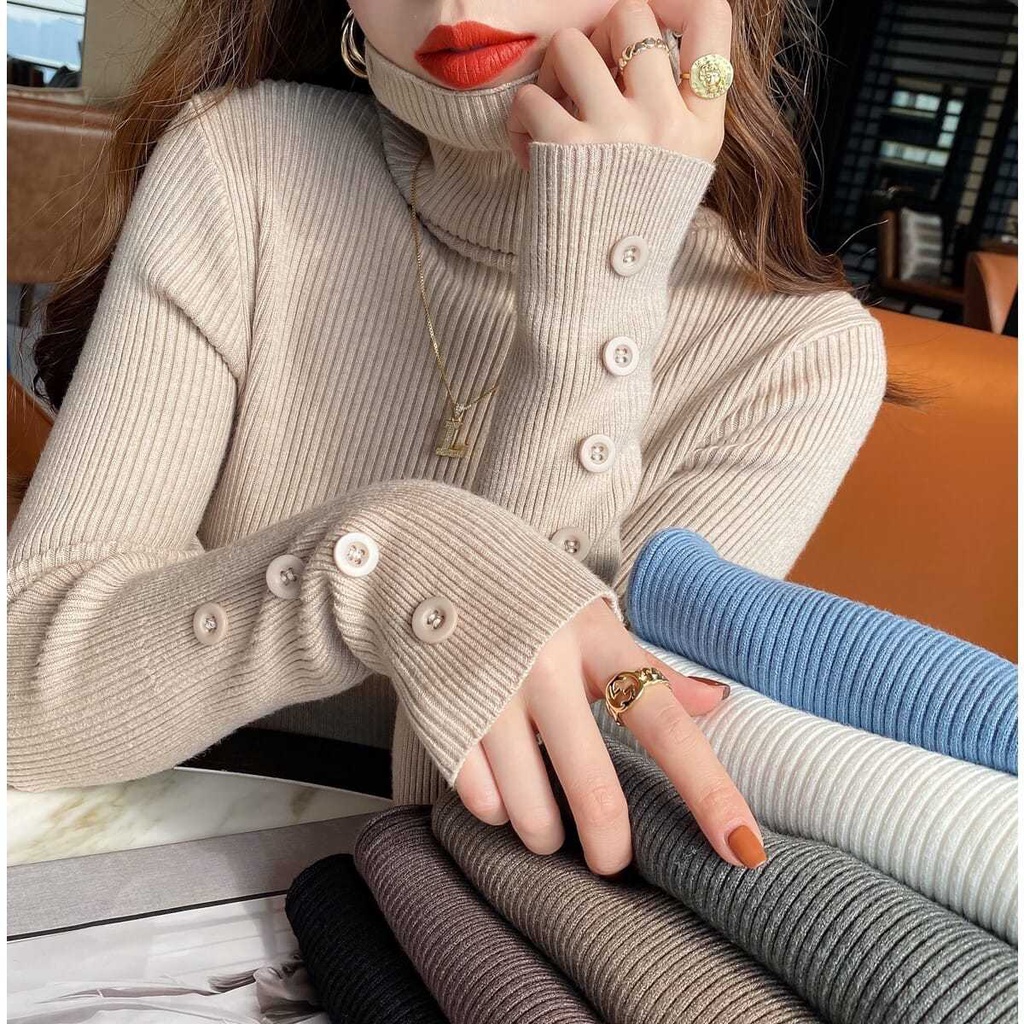 Áo Sweater Cổ Lọ Dày Dặn Phong Cách Phương Tây Thời Trang Thu Đông Hàng Mới 2022