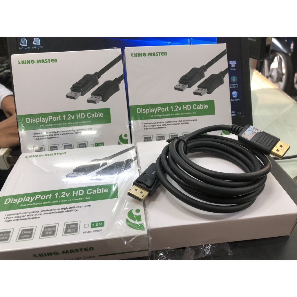 [Mã ELFLASH5 giảm 20K đơn 50K] Cáp Displayport KINGMASTER KM030 2 đầu dài 1m8 - Full Box, Bảo Hành 12 Tháng, 1 Đổi 1