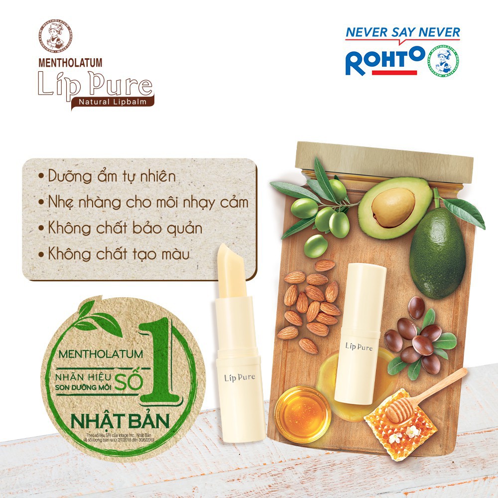 [TẶNG GIÁ ĐỠ DT] Son dưỡng không màu thành phần tự nhiên Lip Pure 3.9g