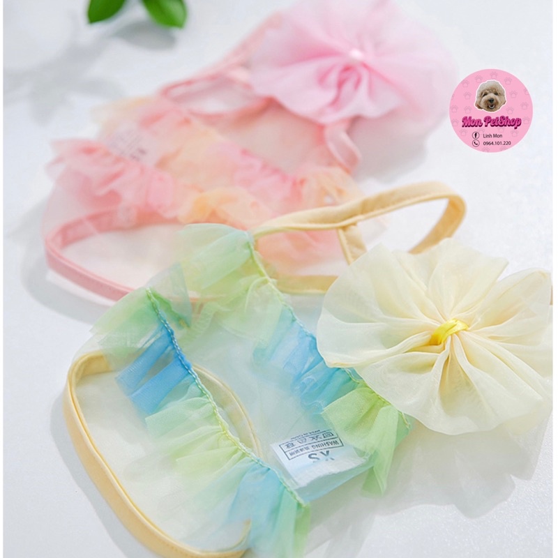 [Có sẵn] Set áo hai dây xuyên thấu tặng kẹp tóc nơ