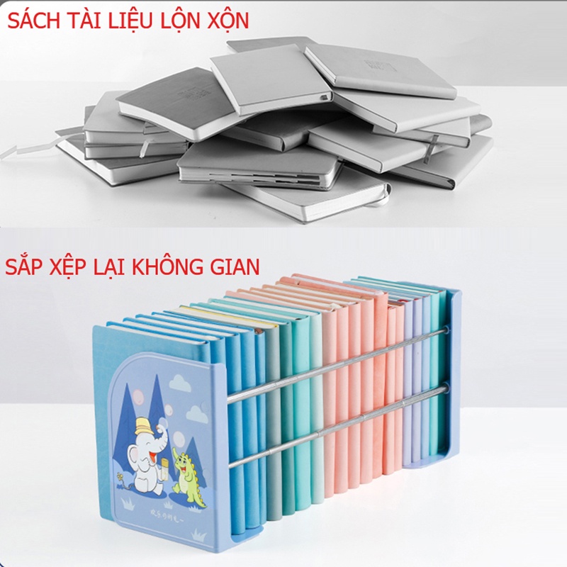 Giá chặn sách để bàn co giãn kệ chặn sách nhựa 3 ngăn MPrince VAFOFA - BKD901