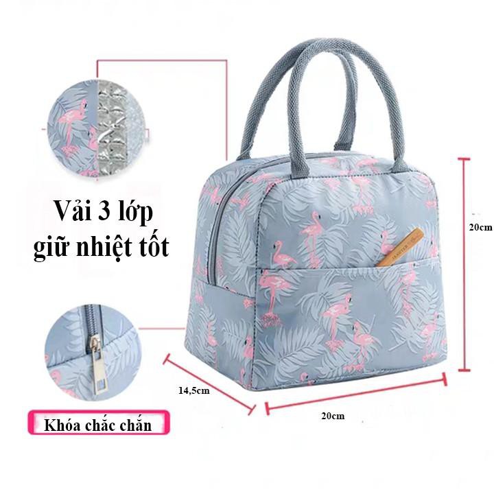 Túi giữ nhiệt hồng hạc Túi đựng hộp cơm xinh xắn tiện dụng 21*14*20 cm