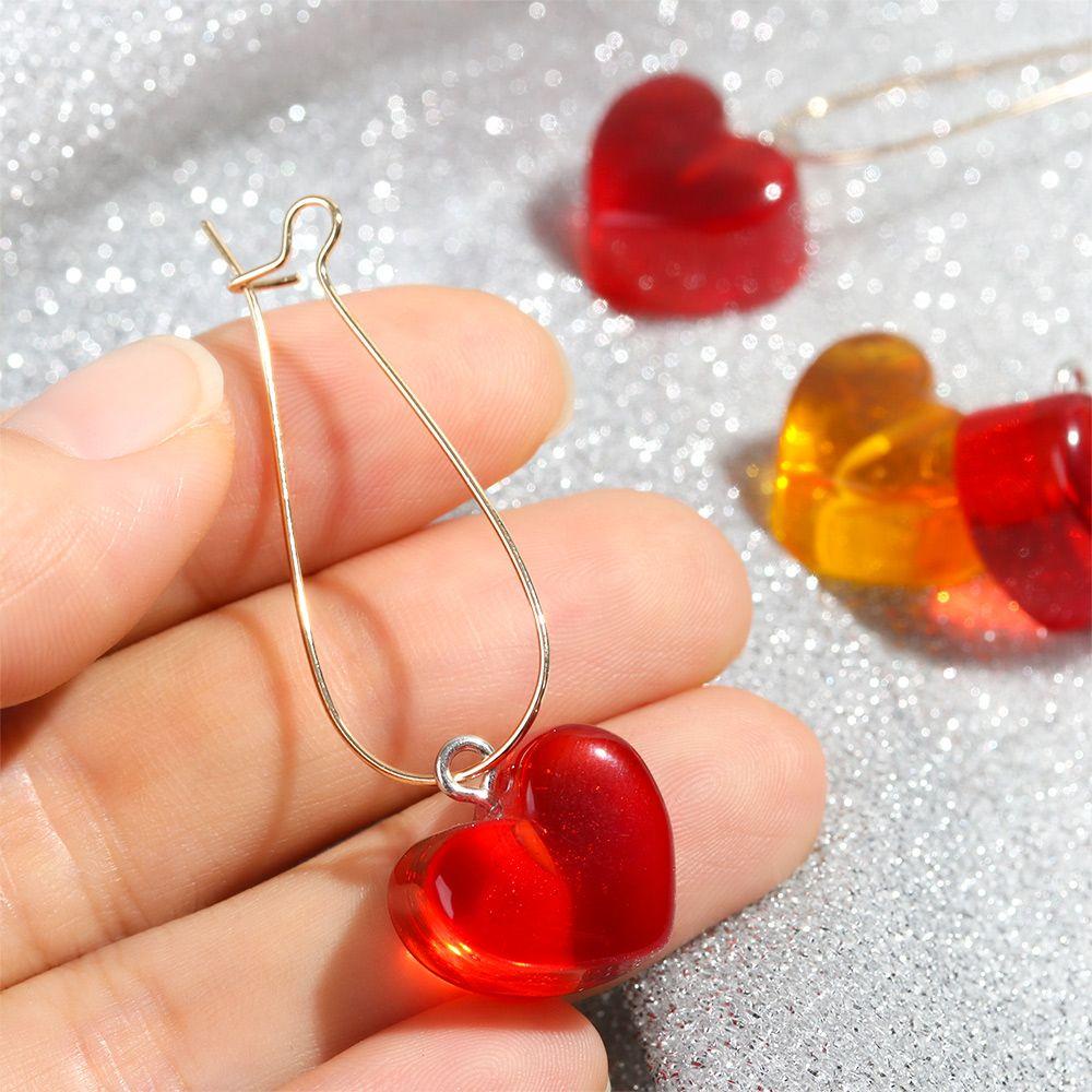 1 10 Mặt Dây Chuyền Hình Trái Tim Nhựa Trong Suốt Màu Sắc Ngọt Ngào
