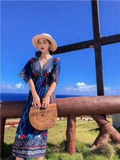 Váy maxi thổ cẩm đi biển🌊