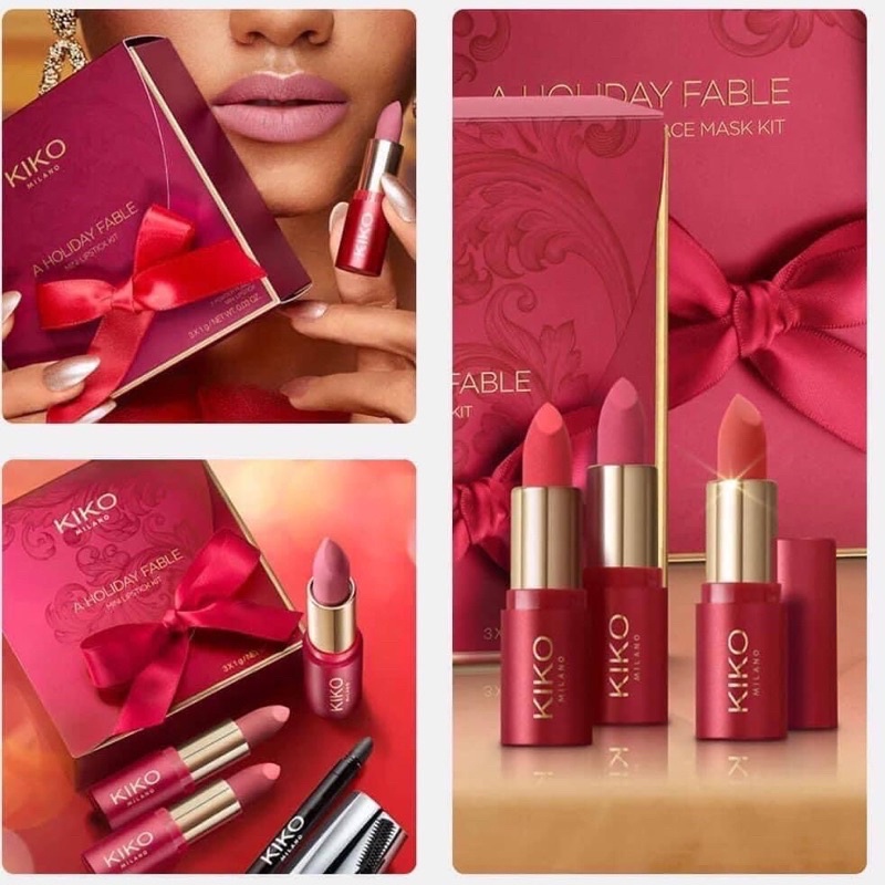 Sét 3 cây son lì mini KIKO A Holiday Fable Mini Lipstick kit