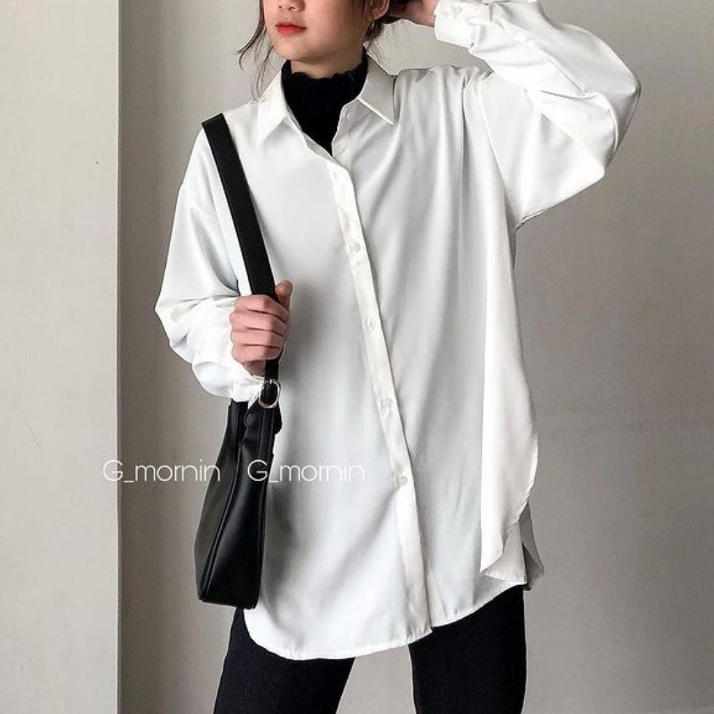 Áo sơmi trắng nữ, áo sơmi lụa Hàn có cổ bẻ, mix túi trước ngực cực xinh cho các nàng