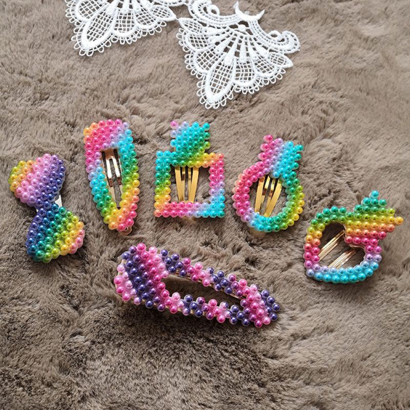 Youyo Kẹp Tóc Hợp Kim Đính Ngọc Trai Giả Màu Cầu Vồng Phong Cách Hàn Quốc Cho Nữ