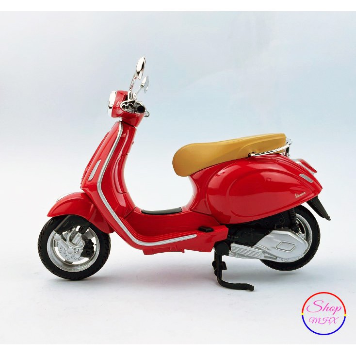Xe mô hình mô tô Vespa Primavera TẶNG KÈM BIỂN SỐ tỉ lệ 1:12 hãng Welly