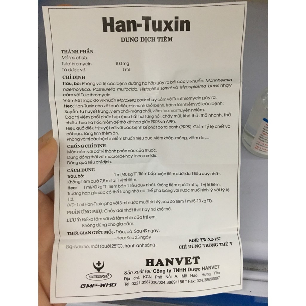 Hantuxin (5ml) - chỉ dùng trong thú y