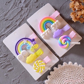 Set 3 kẹp tóc cầu vồng cho bé gái