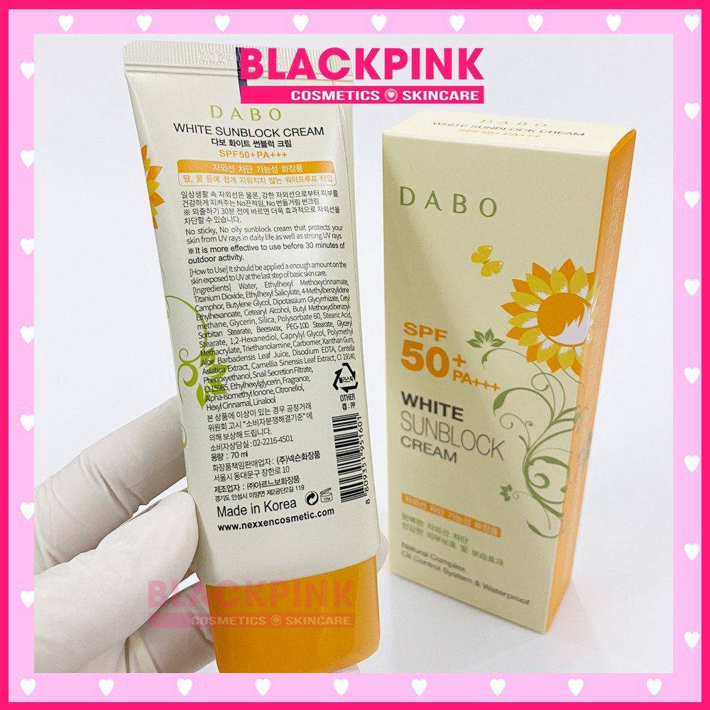 Kem chống nắng hoa cúc Dabo Whitening Sunblock Cream Hàn Quốc thẩm thấu nhanh, không bết dính, chống lão hóa 70ml