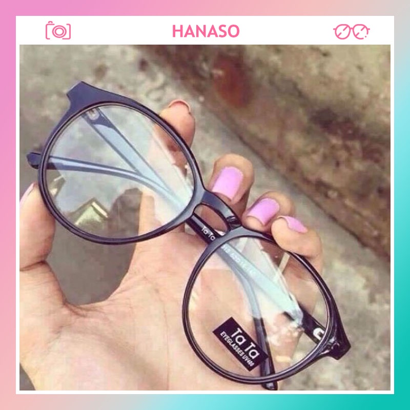Kính giả cận gọng tròn mắt mèo cute thời trang Unisex mắt kính chống tia UV phong cách Ulzzang đẹp giá rẻ HANASO 055