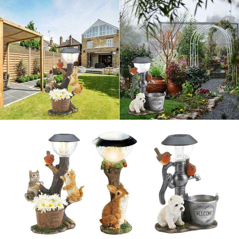 Tượng Mèo Bằng Nhựa Resin Sử Dụng Năng Lượng Mặt Trời Sáng Tạo