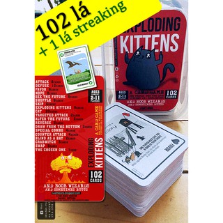 Bài Mèo Nổ Đỏ 102 lá song ngữ anh việt (Exploding Kittens Red)