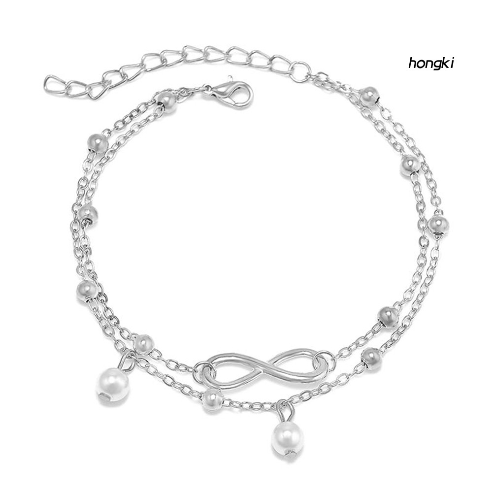 INFINITY Lắc Chân Hai Lớp Đính Hạt Thời Trang Dành Cho Nữ