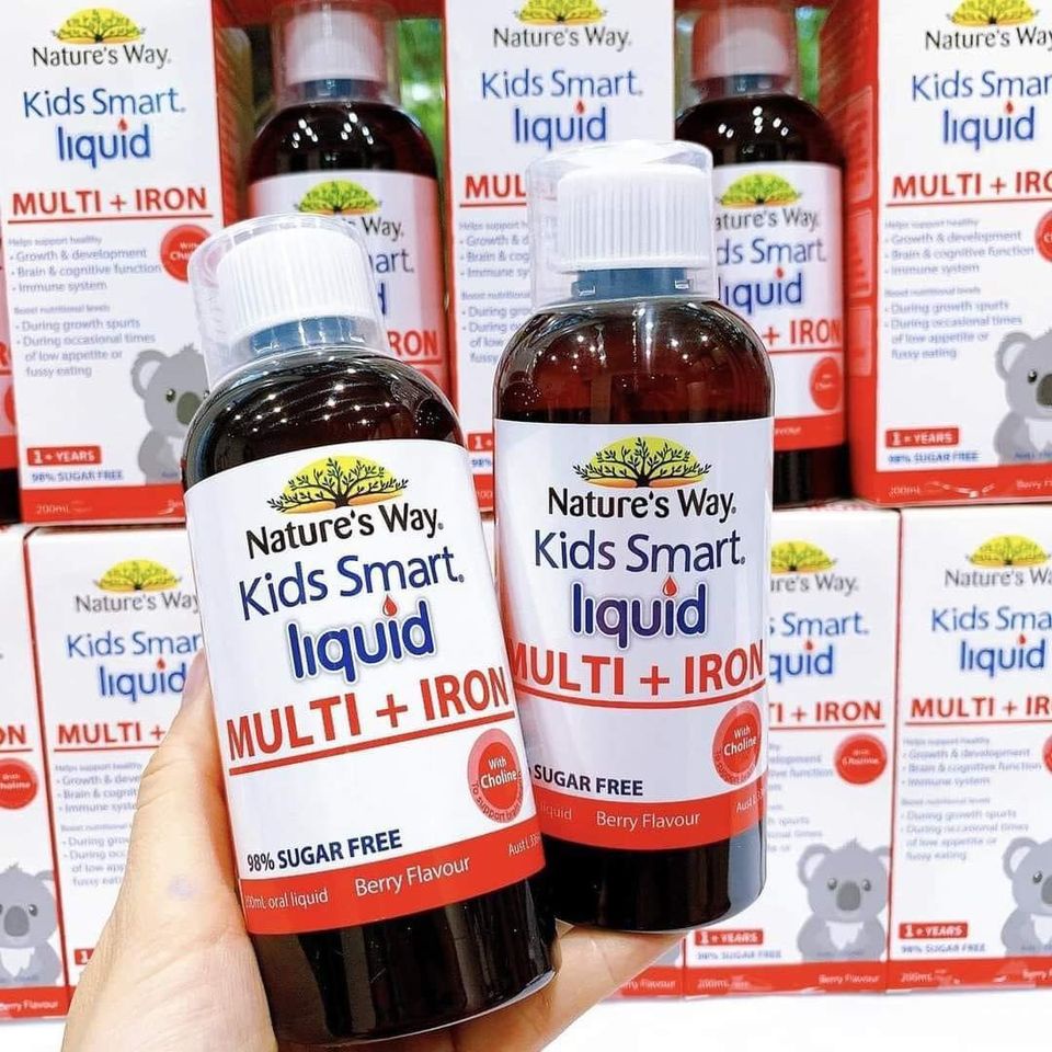 Siro Vitamin Tổng Hợp Và Sắt Cho Bé Từ 1 Tuổi [CHÍNH HÃNG] Nature's Way Kids Smart Liquid Multi + Iron