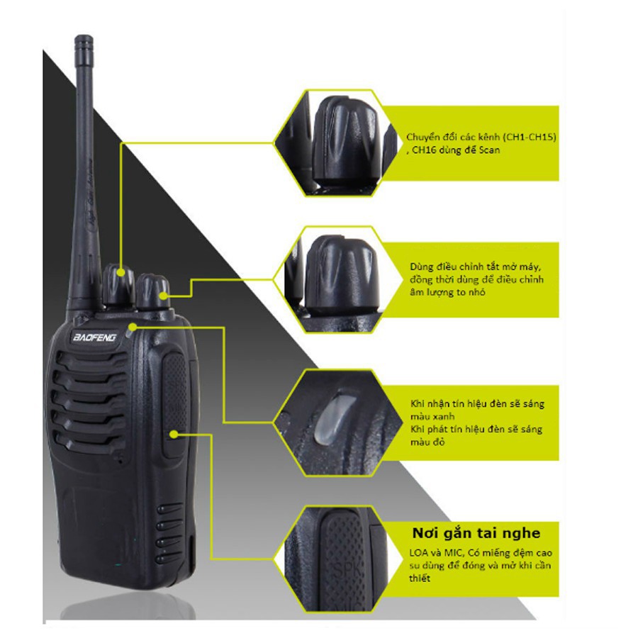 1 CẶP 2 BỘ ĐÀM BAOFENG 8886 / BF800S 16 kênh