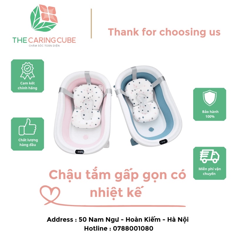 Chậu tắm gập gọn có nhiệt kế - Tặng kèm phao tắm