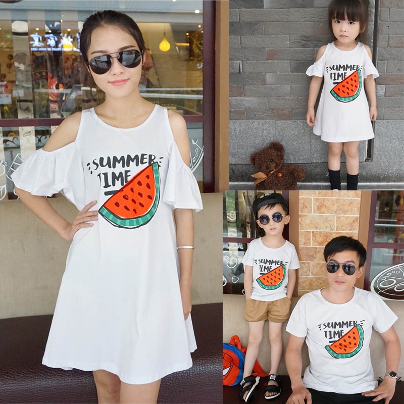 Bộ Áo Liền Quần Tay Ngắn Thiết Kế Dễ Thương Cho Mẹ Và Bé