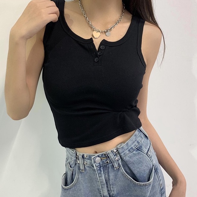 Áo 3 Lỗ Croptop Trơn Basic LSEOUL A2476 Chất Thun Gân Thoáng Mát Năng Động