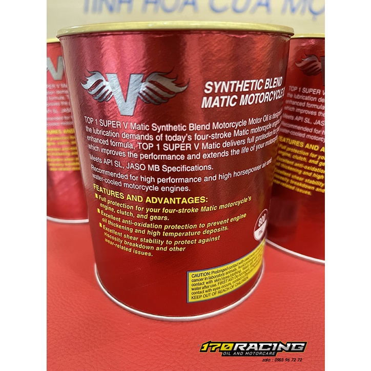 (Combo) nhớt xe ga TOP 1 [ Bao bì mới ] SAE 10W40 API SN JASO MB SYNTHTICE BLEND MACTIC MATARCYCLE OIL  Dung Tích 800 ML